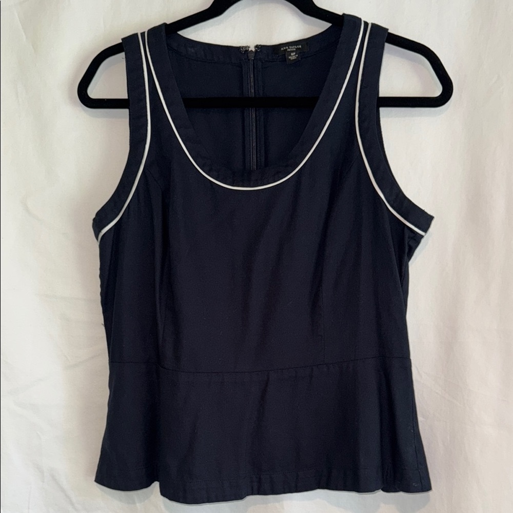 Ann Taylor Navy Sleeveless Peplum Tank Top
